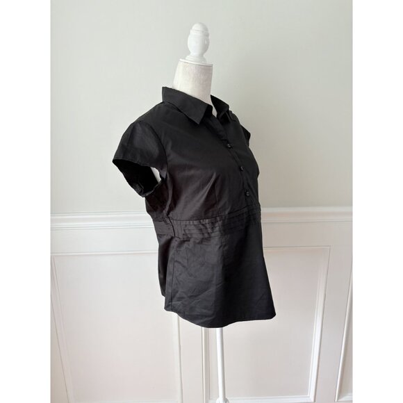 Merona Black Poplin Cotton Short Sleeved Button Down Dress Shirt XL - Picture 3 of 6